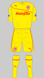 cardiff city 2013-14 yellow alternate kit
