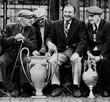 bob paisley with european cup & division 1 trophy